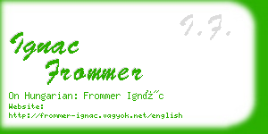 ignac frommer business card